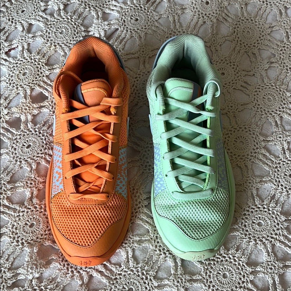 Nike Ja 1 mismatched Orange and Green Sneakers Vibrant Style